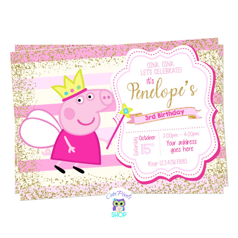 Peppa Pig Invitation - Fairy Birthday Invitation