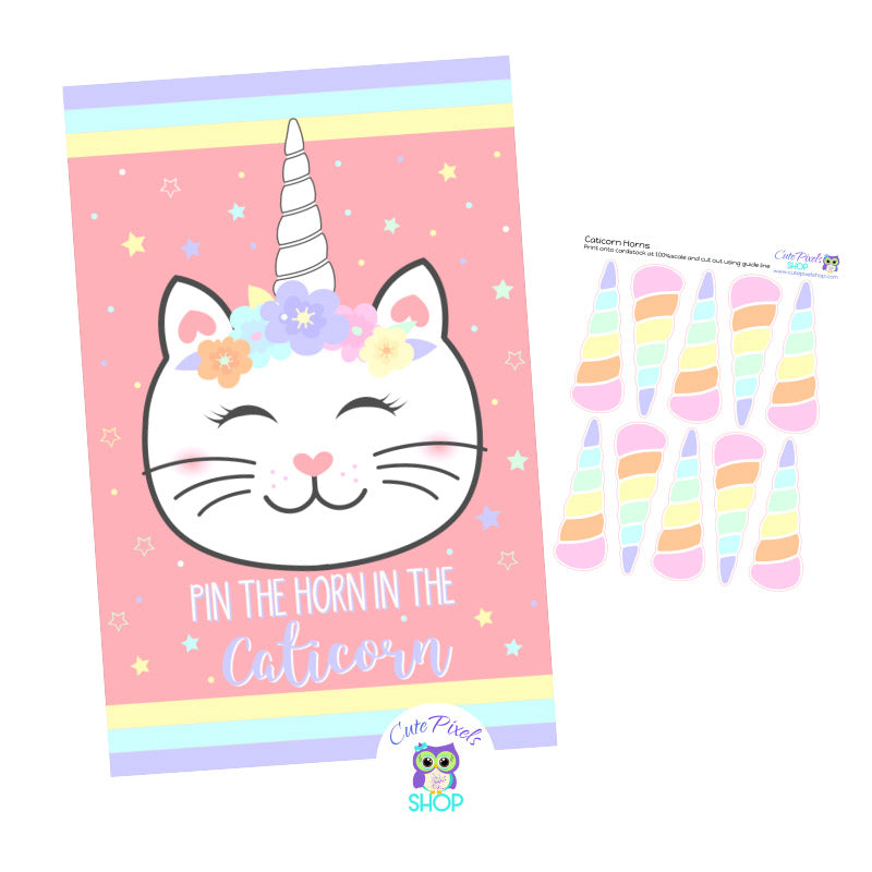 Pin the Horn on the Unicorn Party Theme GAME digital file 