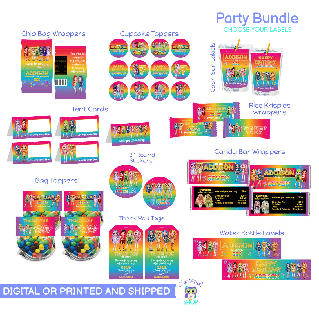Rainbow High Invitation - Rainbow High Dolls Birthday – Cute Pixels Shop