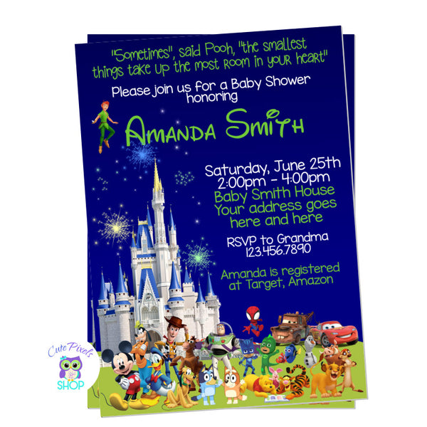 Baby Shower Invitation - Disney Castle Boys