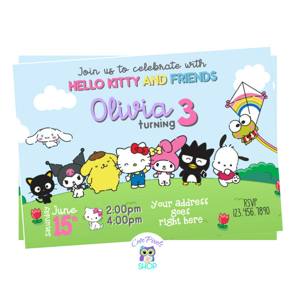 Hello Kitty and Friends invitation Perfect fo a Hello Kitty fan, including many Sanrio friends