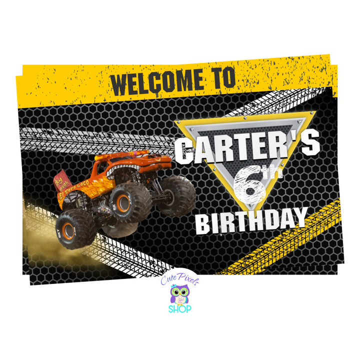 Monster Jam Backdrop with your favorite Monster Trucks to decor your birthday party. Toro Loco Design