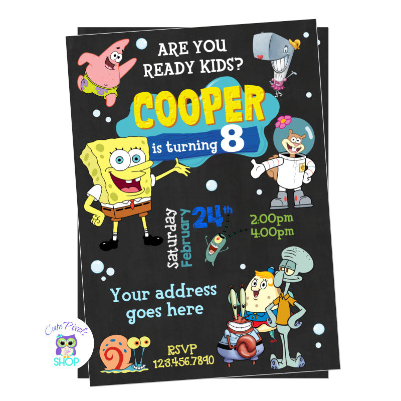 SppongeBob Invitation - SpongeBob SquarePants – Cute Pixels Shop