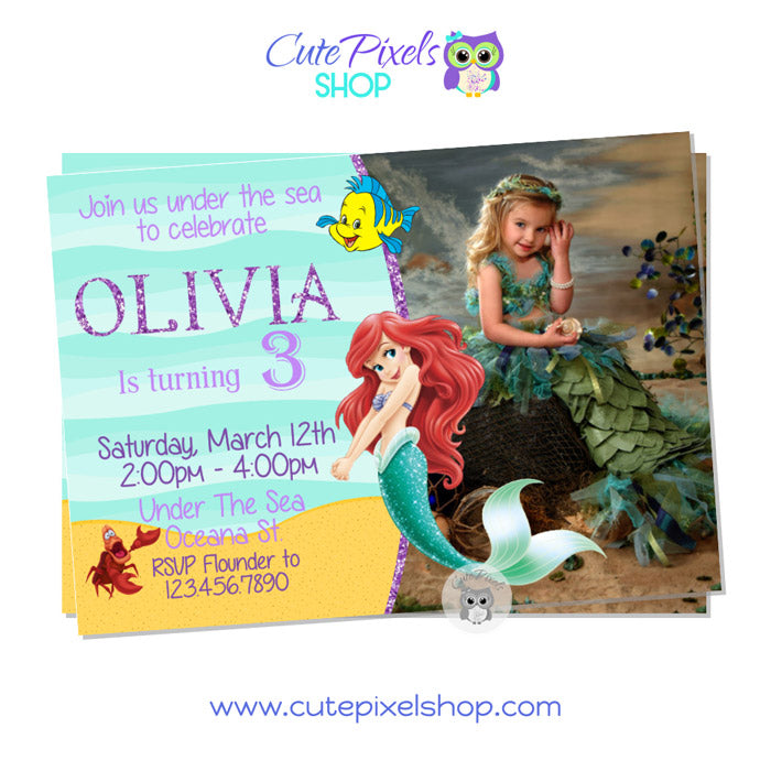 Little Mermaid Invitation - Princess Ariel Invitation – Cute Pixels Shop