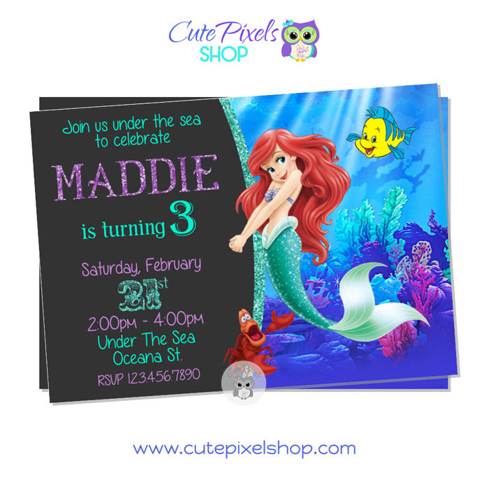 Little Mermaid Invitation - Princess Ariel Invite – Cute Pixels Shop