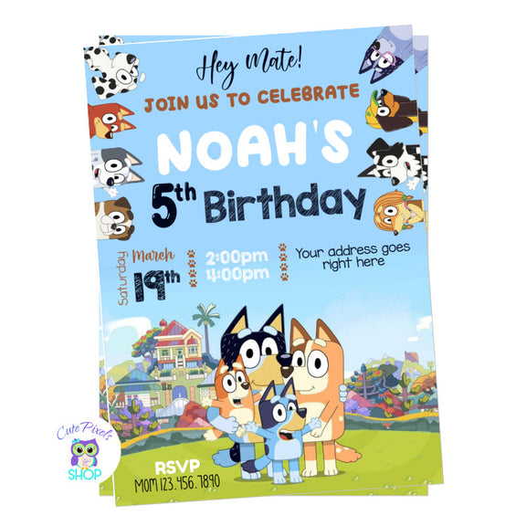 Bluey Invitation - Bluey Birthday – Cute Pixels Shop