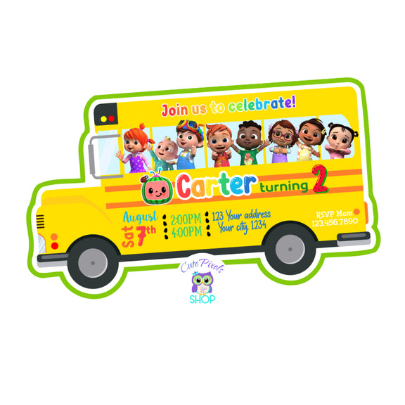 Cocomelon Wheels on the Bus Invitation – Cute Pixels Shop