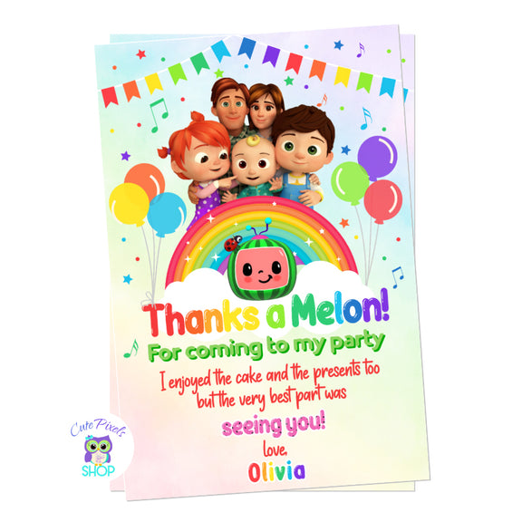 Cocomelon Thank You Card - Cocomelon Birthday – Cute Pixels Shop