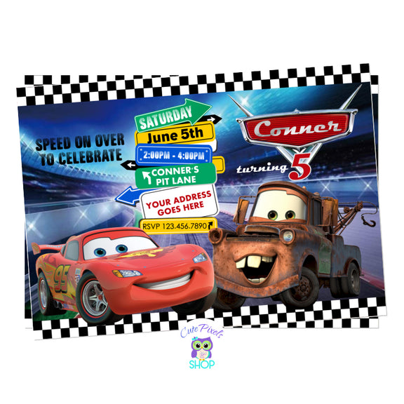 Disney Cars Invitation - Lightning McQueen Invitation – Cute Pixels Shop