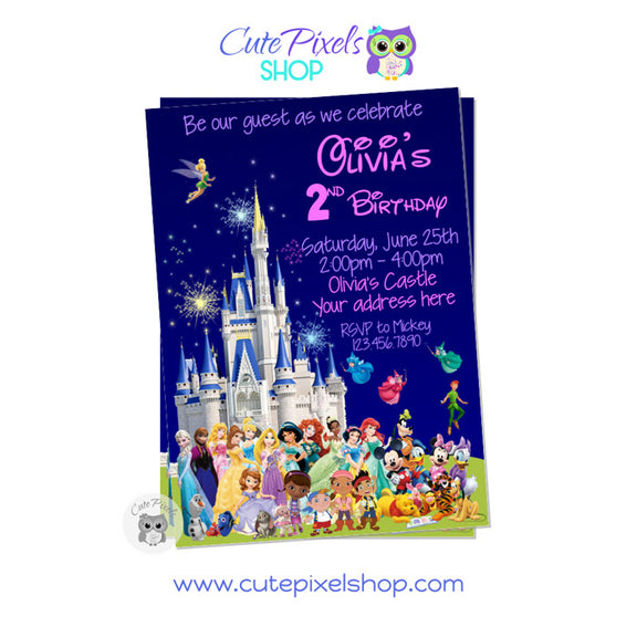 Disney Characters Invitation - Disney Castle Girl – Cute Pixels Shop