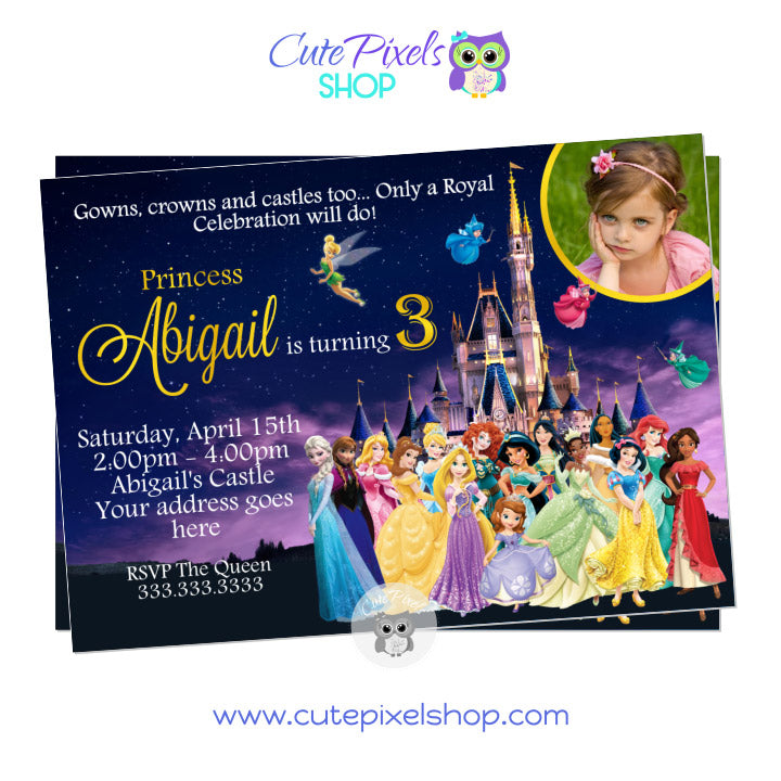 Disney Princess Birthday Invitation - Style #05 – Cute Pixels Shop