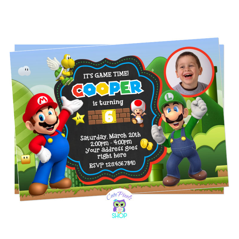 Super Mario Bros Birthday Invitation - Mario Bros Invitation – Cute ...