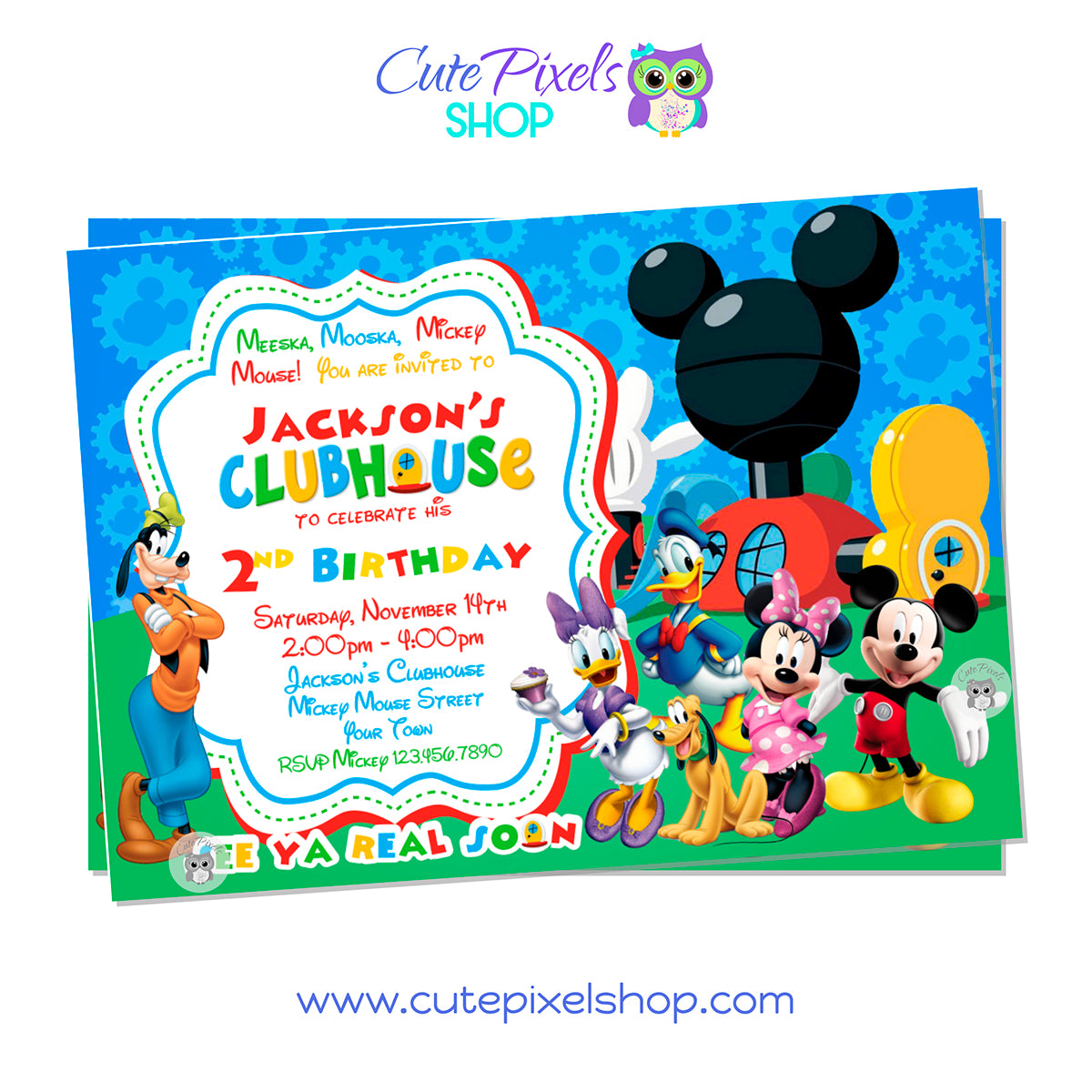 Mickey Mouse Birthday Invitation - Clubhouse Invitation – Cute Pixels Shop