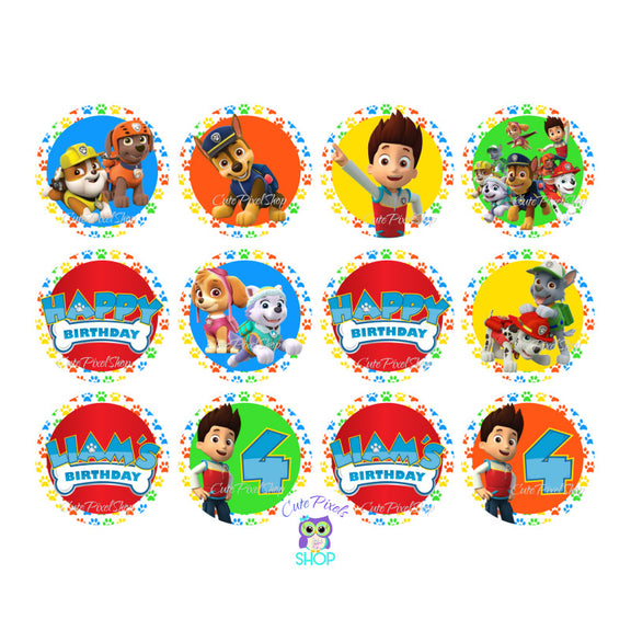 Paw Patrol Cupcake Toppers - Paw Patrol Round Tags – Cute Pixels Shop