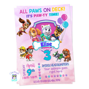 Paw Patrol Invitation - Paw Patrol Girl – Cute Pixels Shop