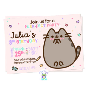 Pusheen The Cat Invitation - Cat Birthday – Cute Pixels Shop