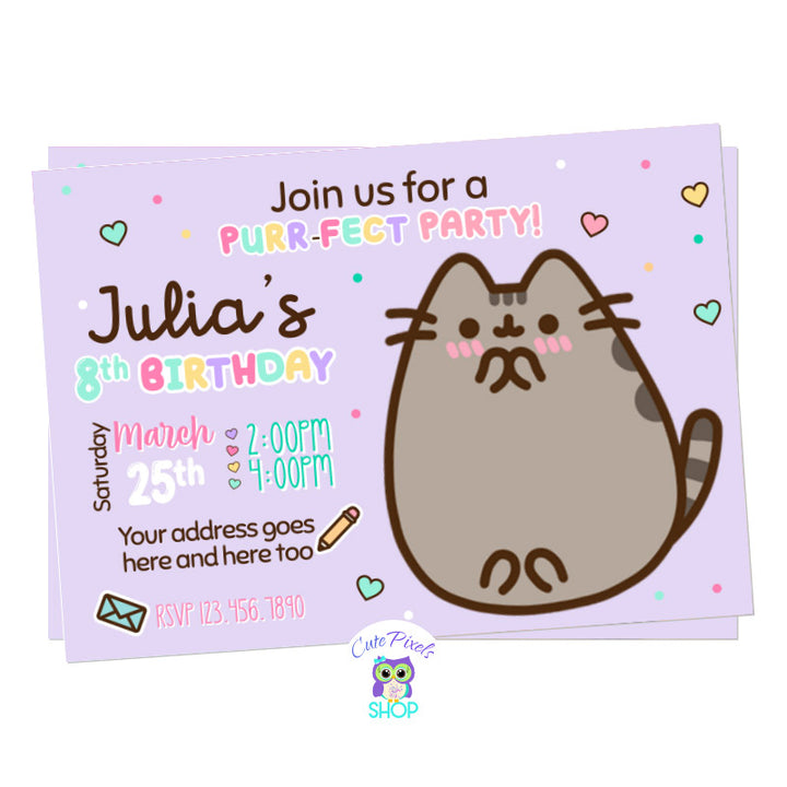 Pusheen The Cat Invitation - Cat Invitation – Cute Pixels Shop