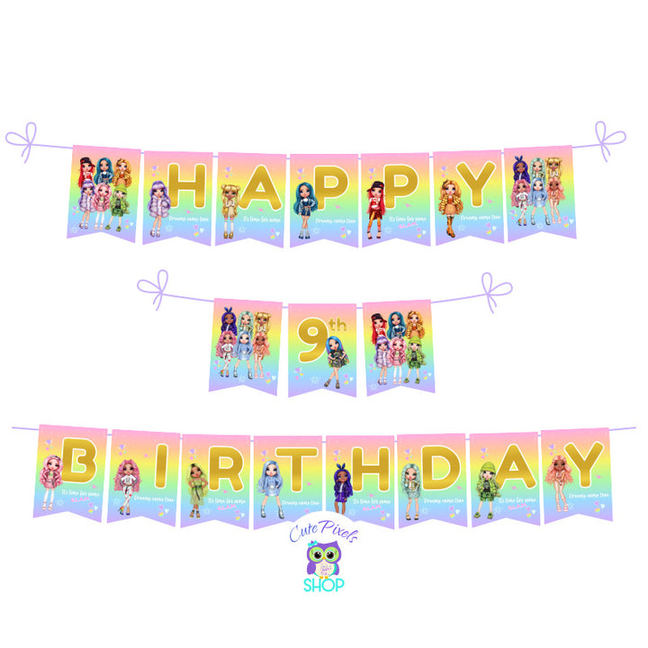 Rainbow Happy Birthday Sign Printable Colorful Birthday Decorations  Multicolored Happy Birthday Poster Personalized Happy Birthday Print 