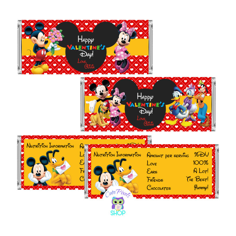 Valentine's Day Candy Bar Wrappers - Minnie Mouse Chocolate wrappers ...